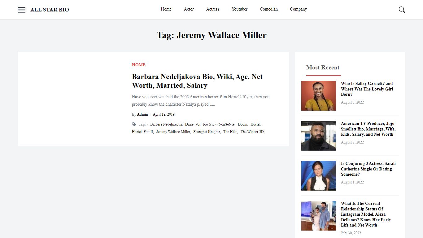 Jeremy Wallace Miller Archives - ALL STAR BIO
